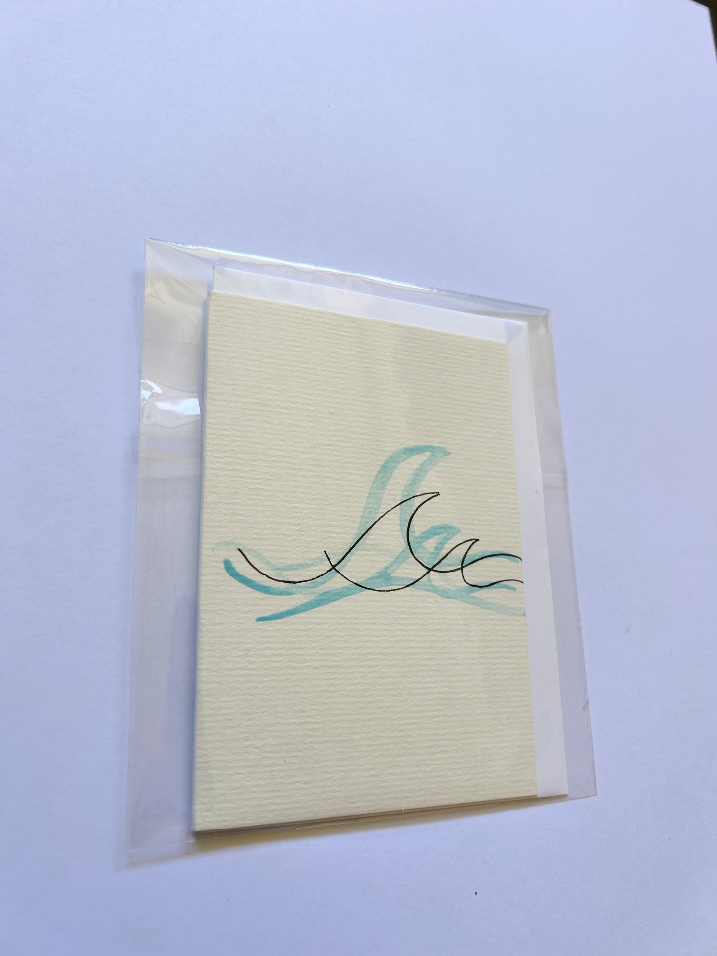 Waves (black & blue) card - small